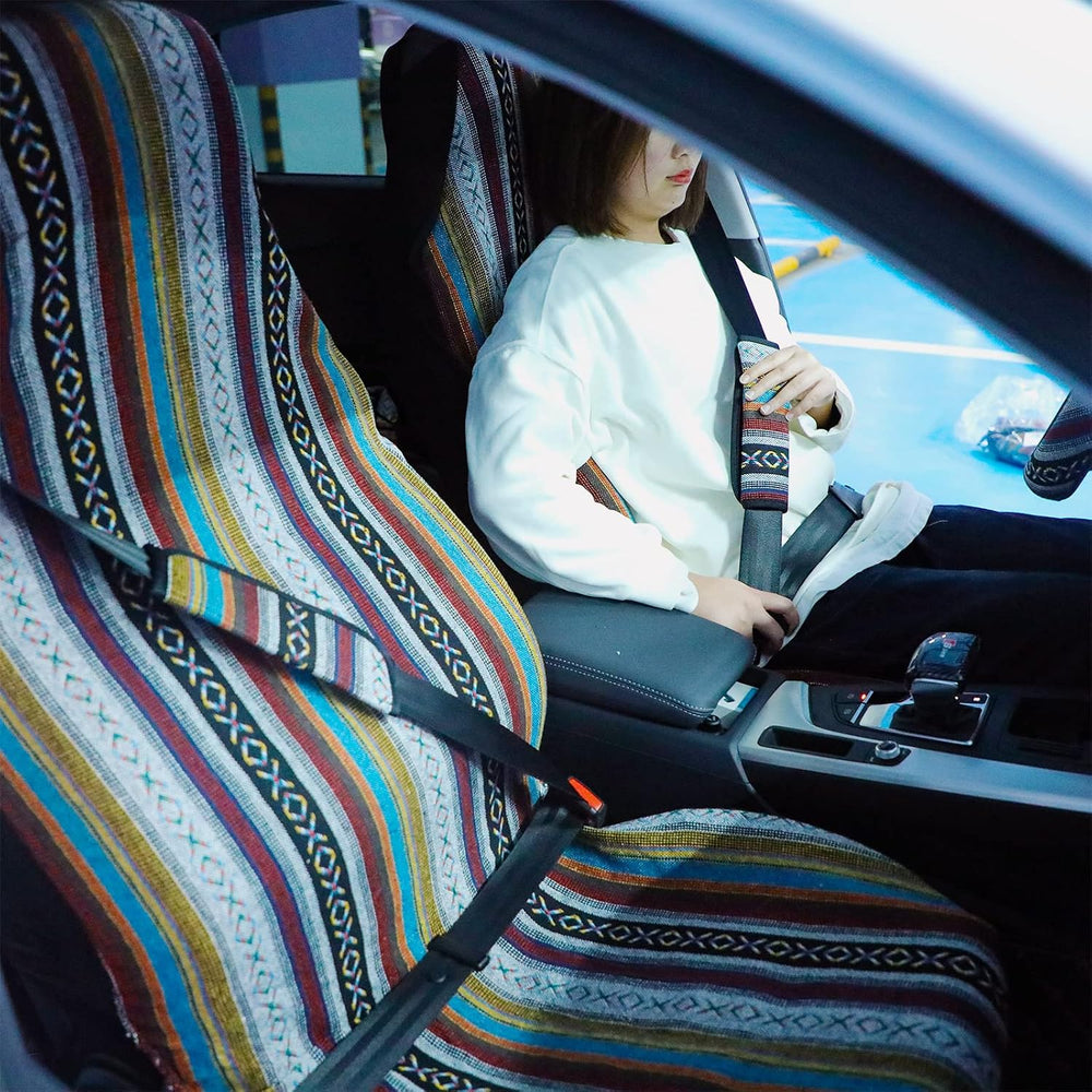 Frienda 14 Pcs Baja Saddle Blanket Car Seat Covers Full Set, Stripe Style