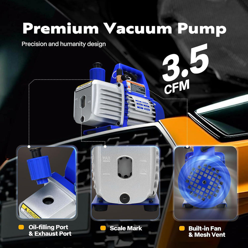 VIVOHOME 110V 1/4 HP 3.5CFM Single Stage Rotary Vane Air Vacuum Pump and AC M...