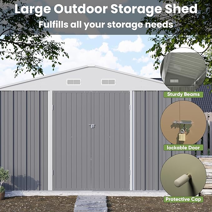 Patiowell 10' x 10' Metal Storage Shed