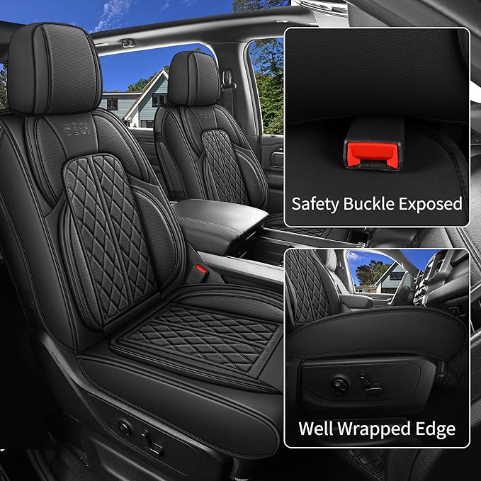 Car Seat Cover Custom Fit for Dodge Ram 1500 2500 3500 2002-2024 Faux Leather