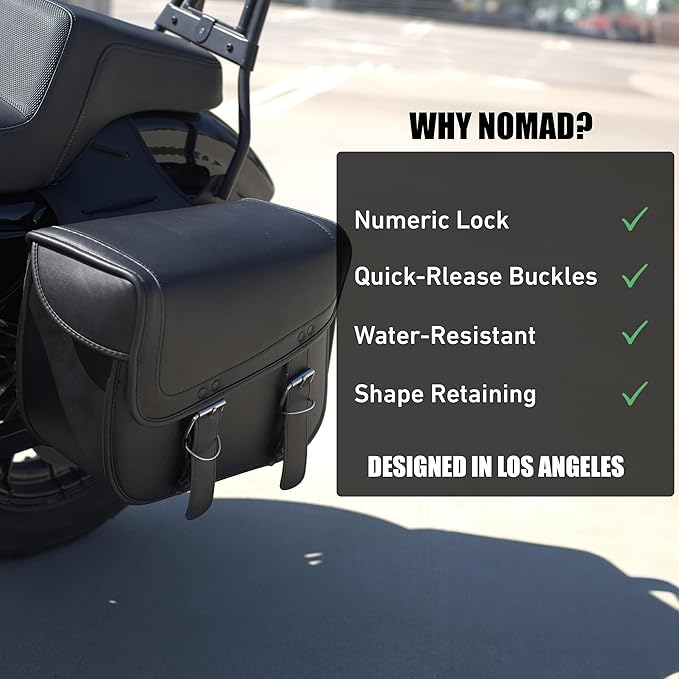 Nomad Leather Motorcycle Saddlebags Large Quick-Easy Universal Fit Throw Over