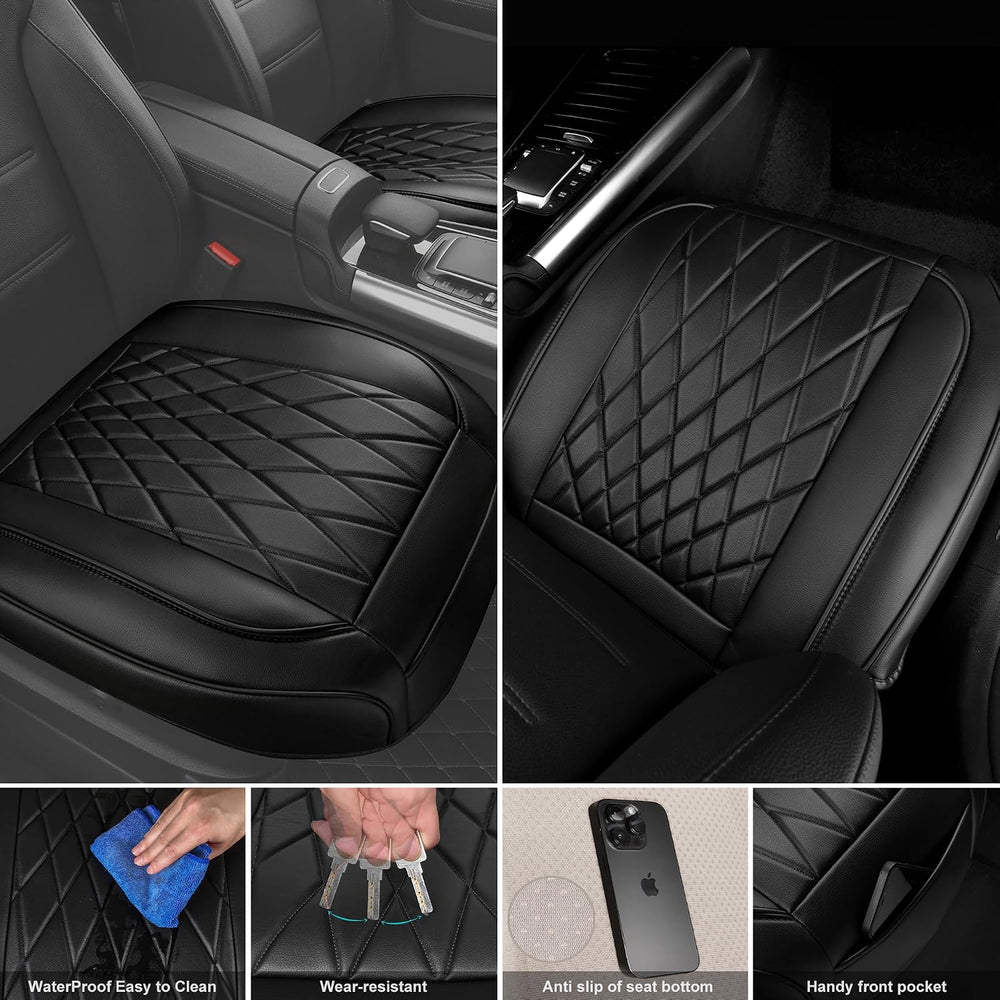 CAR PASS 2 Pack Leather Front Car Seat Covers, Bottom Seat Covers Full Wrappe...