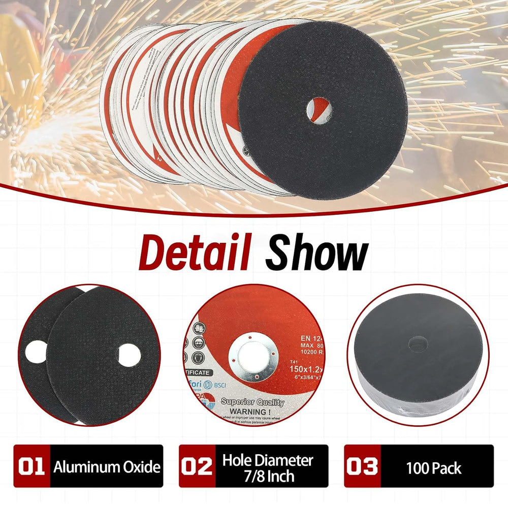 findmall 100 Pack 6" x.045 x7/8" Cut-Off Wheel - Metal and Stainles...