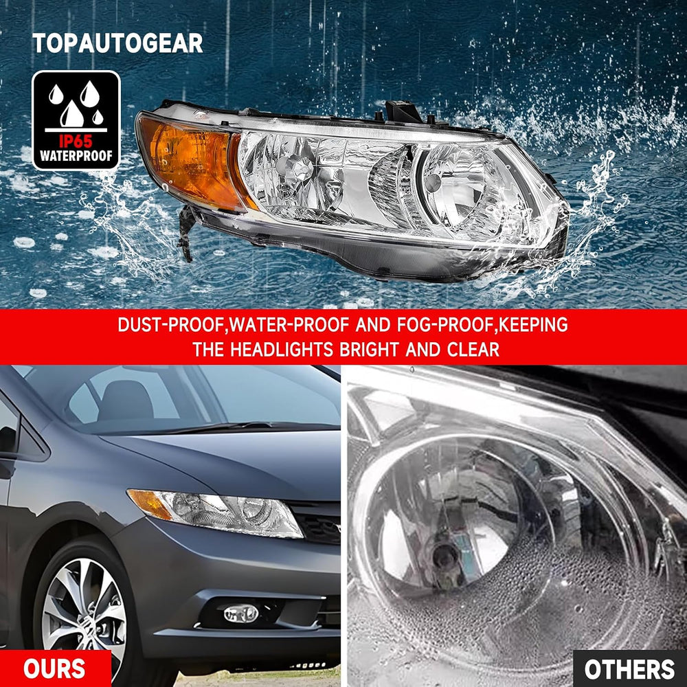 AS Headlight Assembly For 2006 2007 2008 2009 2010 2011 Honda Civic 2-Door He...