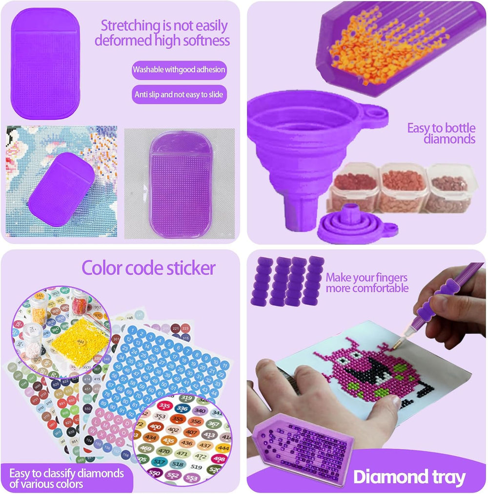 DNSGOOR 186Pcs Diamond Art Accessories Kit with A4 LED Light Pad