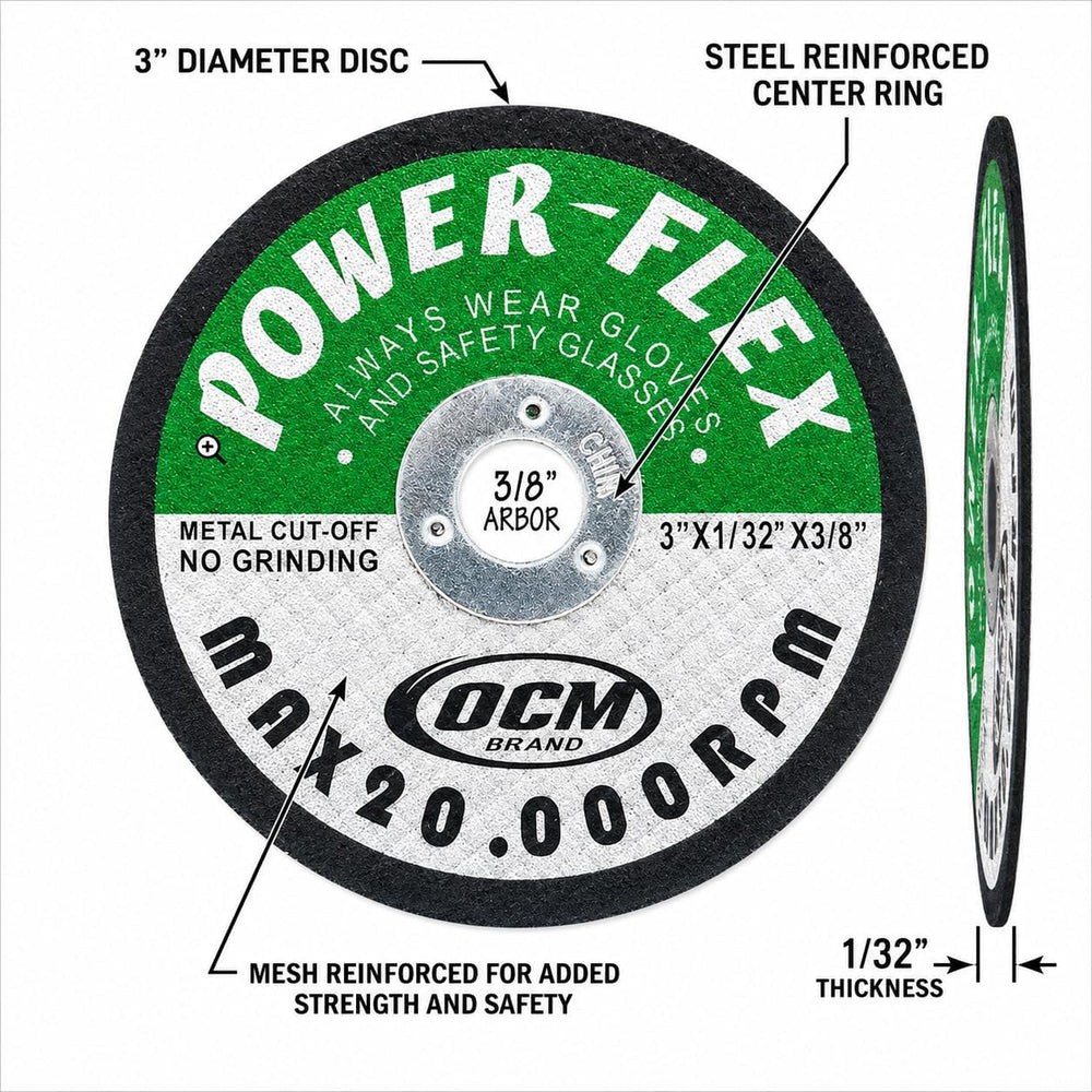 50 Pack - Cut Off Wheels 3 Inch x 1/32 Inch x 3/8 Inch for Cutting All Steel ...