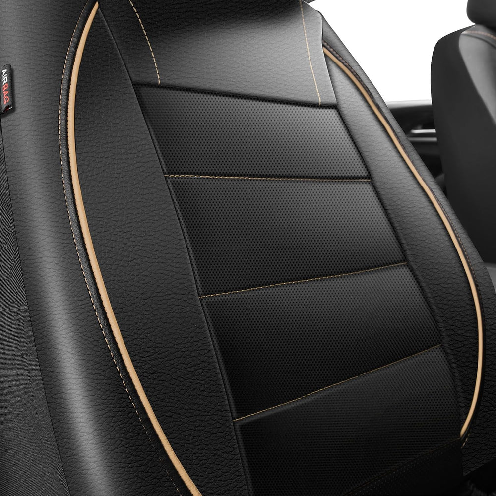 CAR PASS Universal FIT Piping Leather Two Front Seat Covers, Waterproof Faux ...