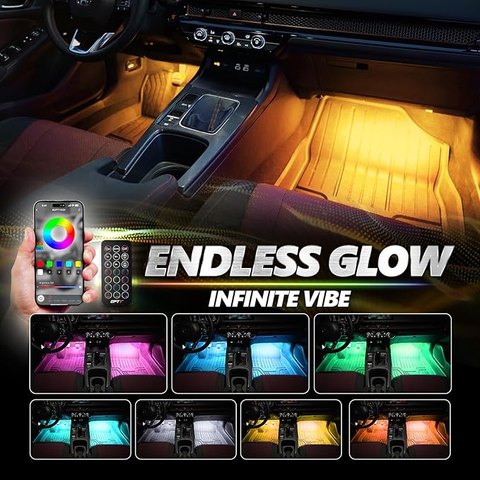 OPT7 Aura Pro 4PC Double LED Interior Car Strip Lights