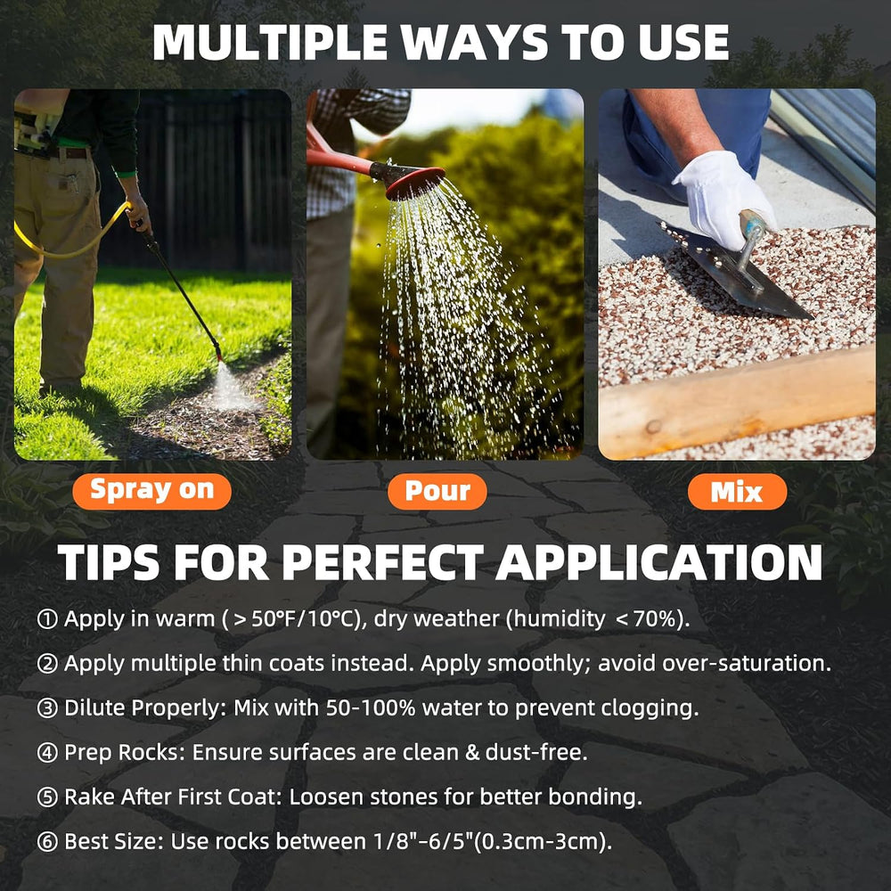 Rock Glue for Landscaping 2 Gallon, Ultra-Stick Mulch Bond Gravel Binder &...