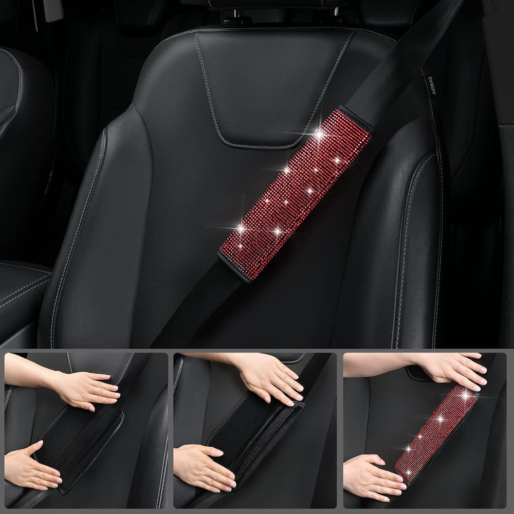 CAR PASS 23 PCS Bling Diamond Car Accessories Set for Women, Leather Car Seat...