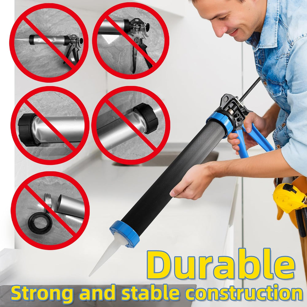 PRO Sausage Caulk Gun Kit Heavy Duty Silicone Sausage Gun Thrust Ratio 25:1 N...