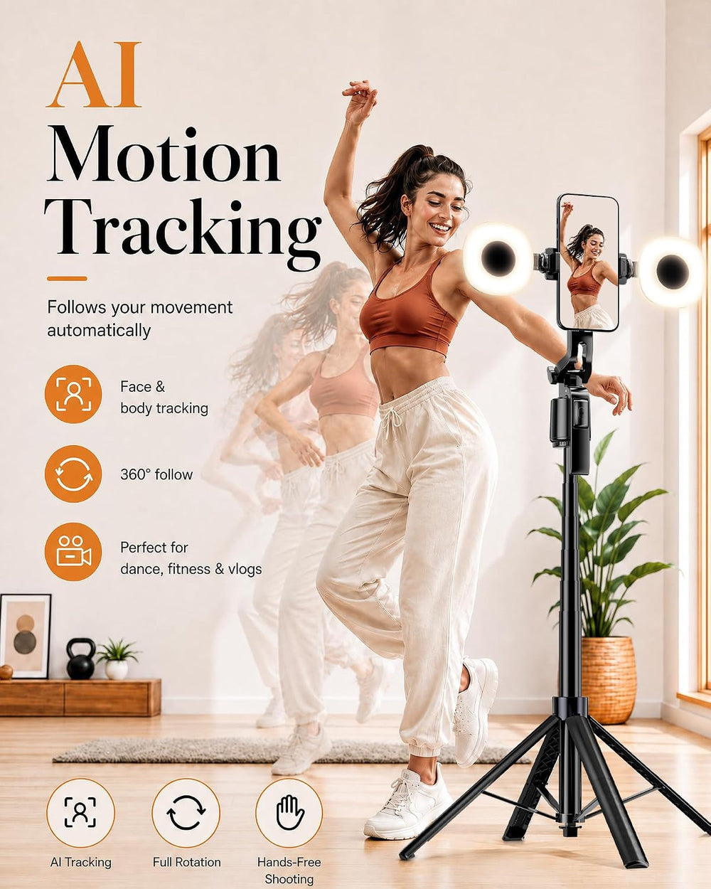UBeesize 71" Vlogging Kit, Face Tracking Tripod, Desk Stand, Mics & ...