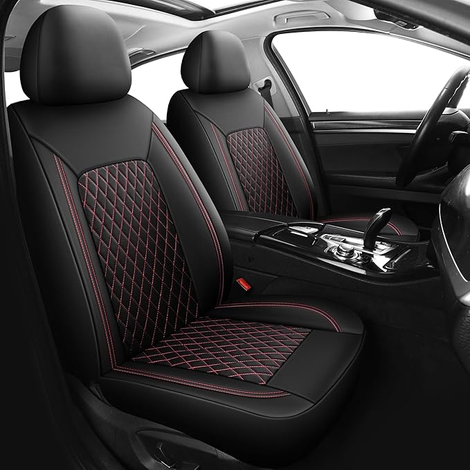 Car Seat Cover, Breathable and Waterproof Leather Seat Covers, Luxury PU (2 P...
