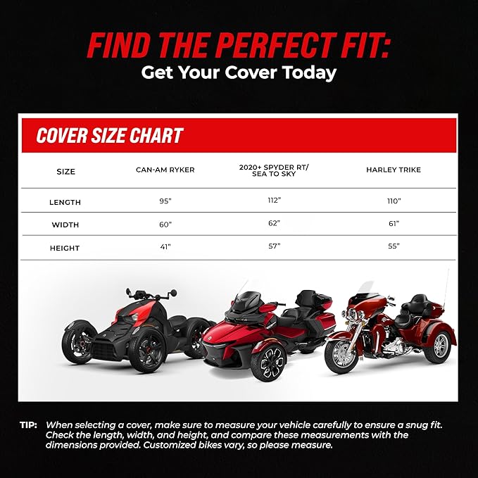 Badass Moto Can Am Ryker Cover Fits 600/900 Rally Sport Trike Three Wheeler.