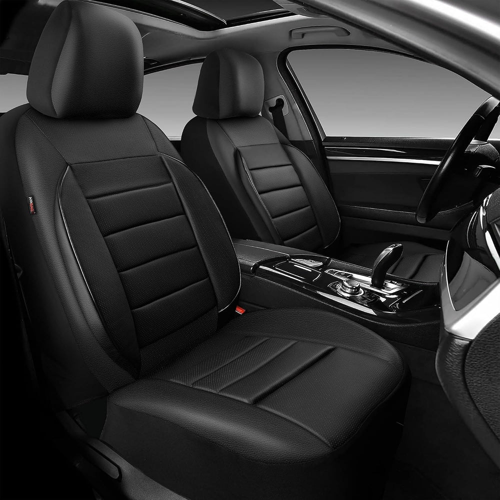CAR PASS Leather Seat Covers Full Set Universal Water Resistant 3D Foam Back ...