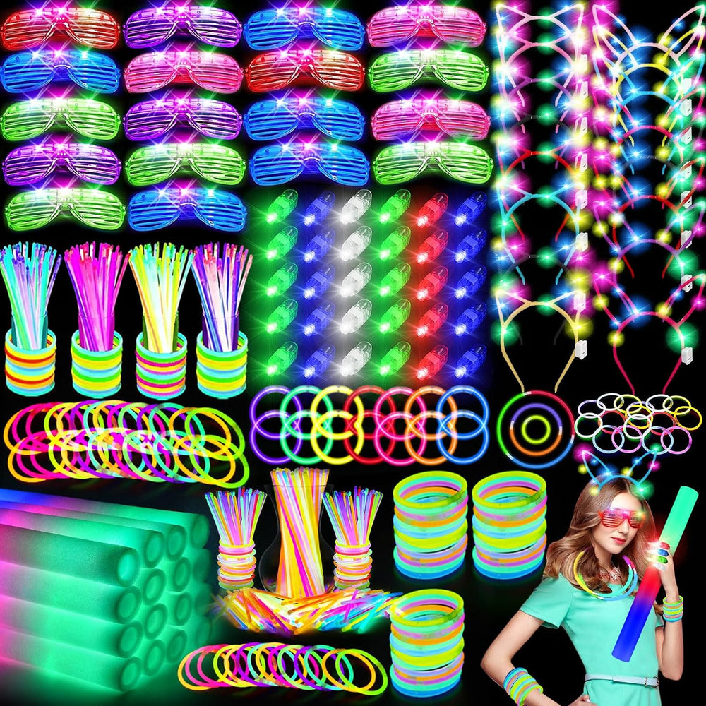 OLUPP 282 PCS Glow in the Dark Party Supplies, 18 Foam Sticks, 18 LED Glasses...