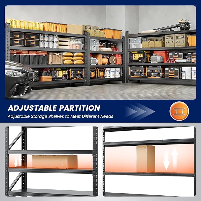 Yizosh 48" W Metal Garage Storage Shelves, Heavy Duty Adjustable Steel