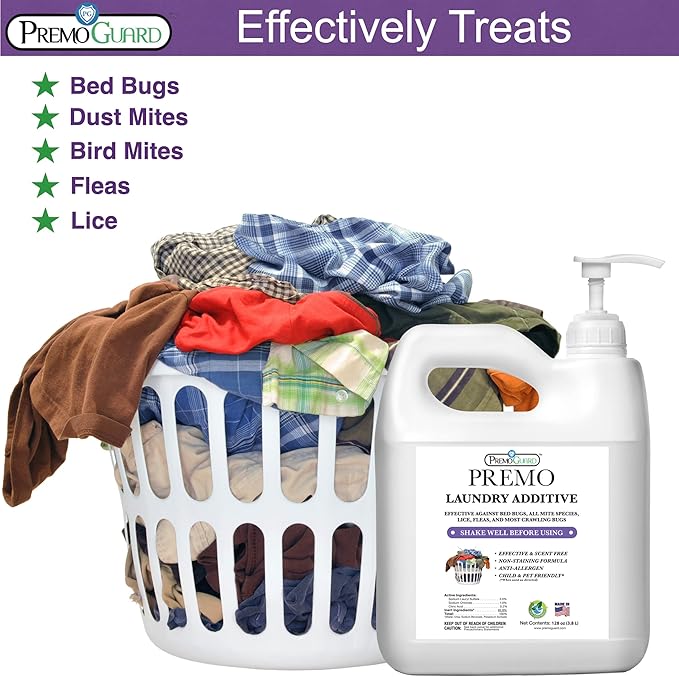 Premo Guard Bed Bug, Mite & Lice Laundry Detergent Additive 64 oz – Child...