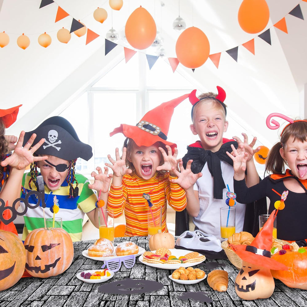 Aneco 120 Ft x 54 Inch Halloween Stone Wall Tablecloth Roll with Cutter Box D...