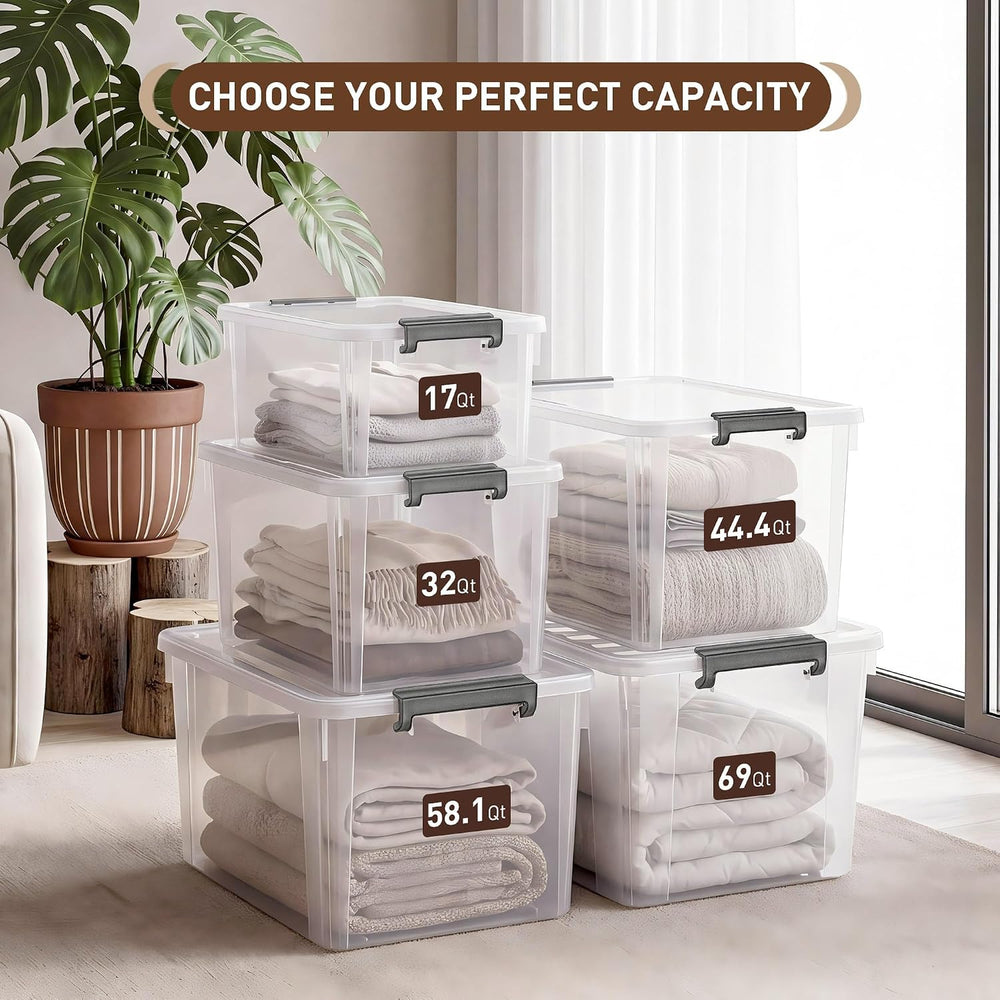 CITYLIFE 6 Packs 17 QT Plastic Storage Bins with Lids Large Stackable Storage...