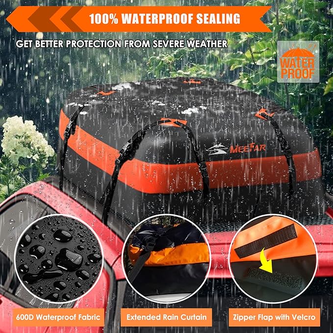 MeeFar Car Roof Bag XBEEK Rooftop top Cargo Carrier Bag Waterproof 15 Cubic feet