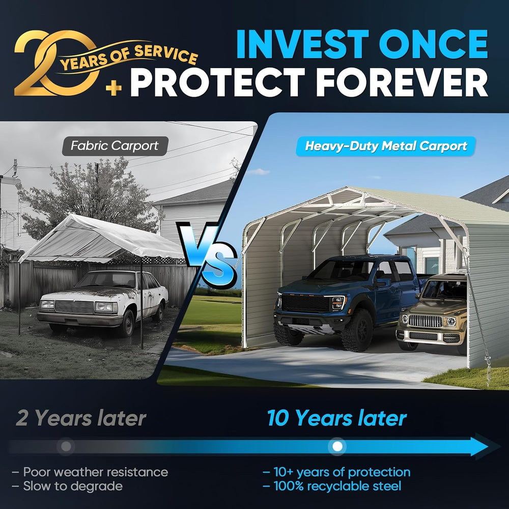 Quictent 20x20 FT 2-Car Metal Carport with Side Panels, Heavy Duty 30 PSF Sno...