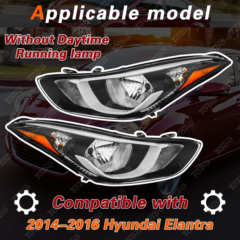 TODO Headlights Assembly Compatible with 2014 2015 2016 Hyundai Elantra, USA-...