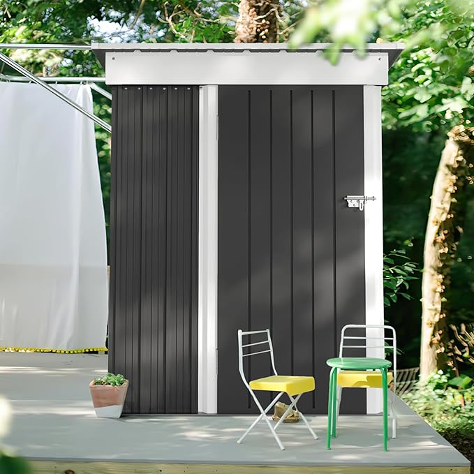 JUMMICO Metal Outdoor Storage Shed 5 x 3 FT Metal Shed
