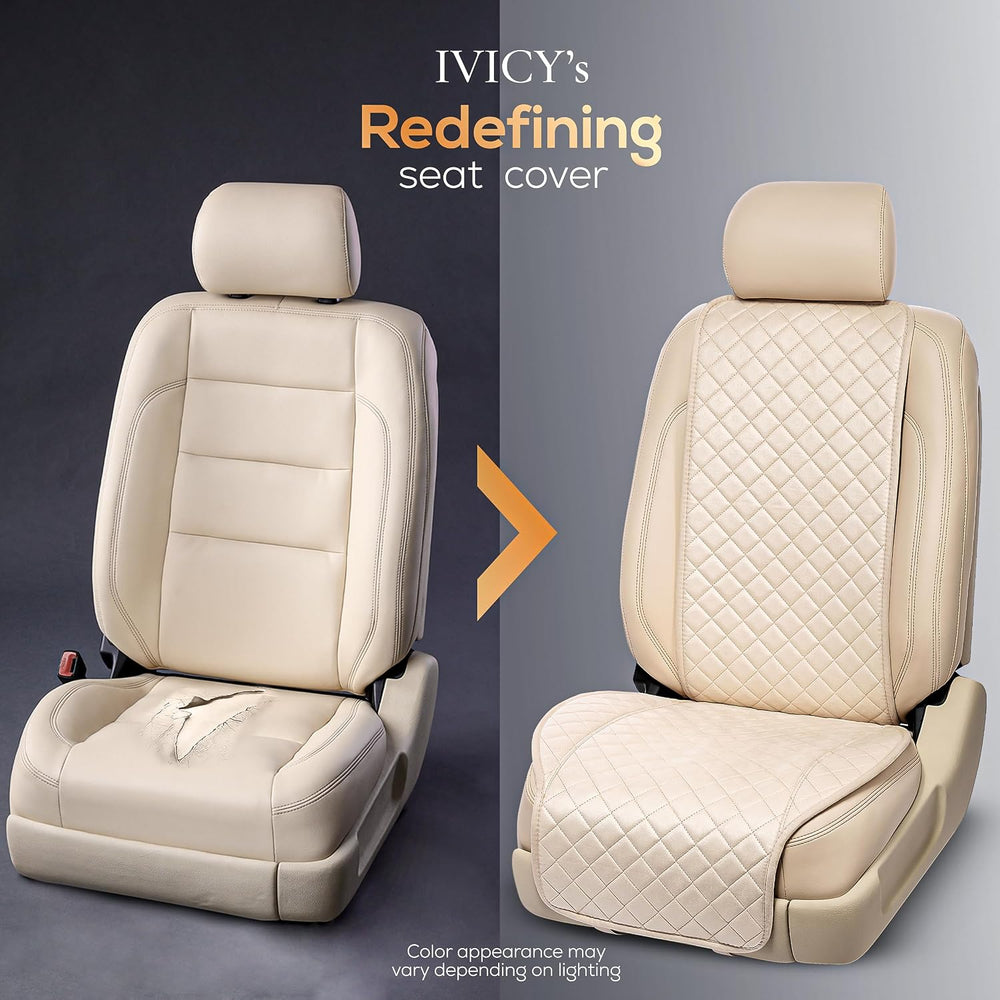 IVICY Faux Suede Front Car Seat Cover, Seat Protector, 1 Unit, Light Beige