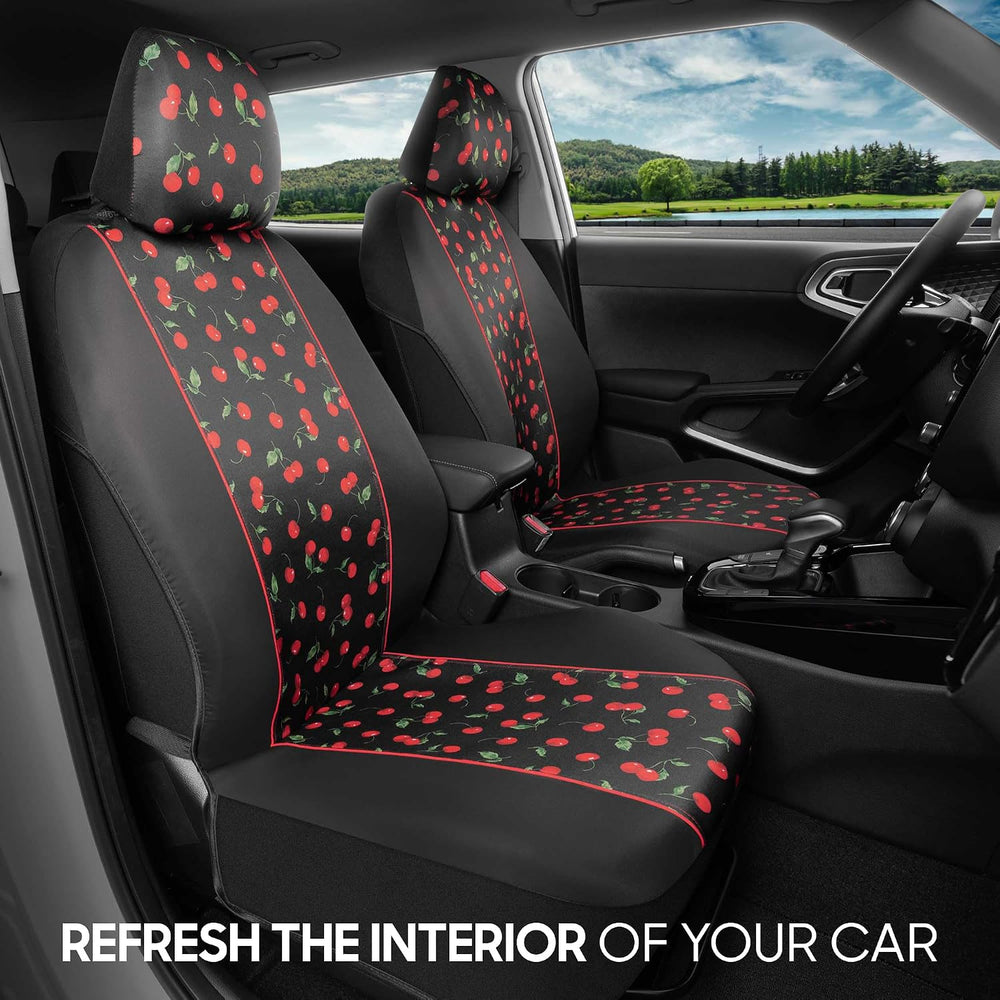 BDK Red Cherry Car Seat Covers for Front Seats, 2 Pack – Classic Pattern with...