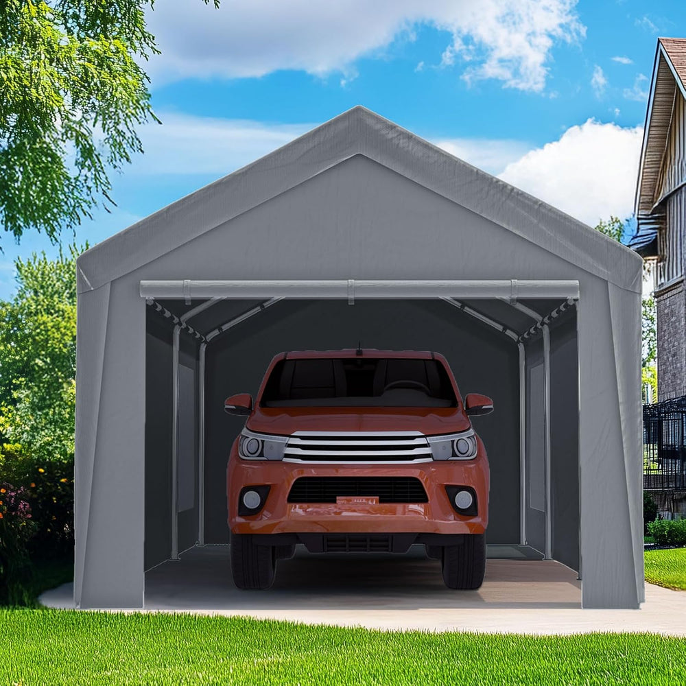 Quictent 10x20 ft Heavy Duty Carport, Reinforced Galvanized Outdoor Garage Ca...