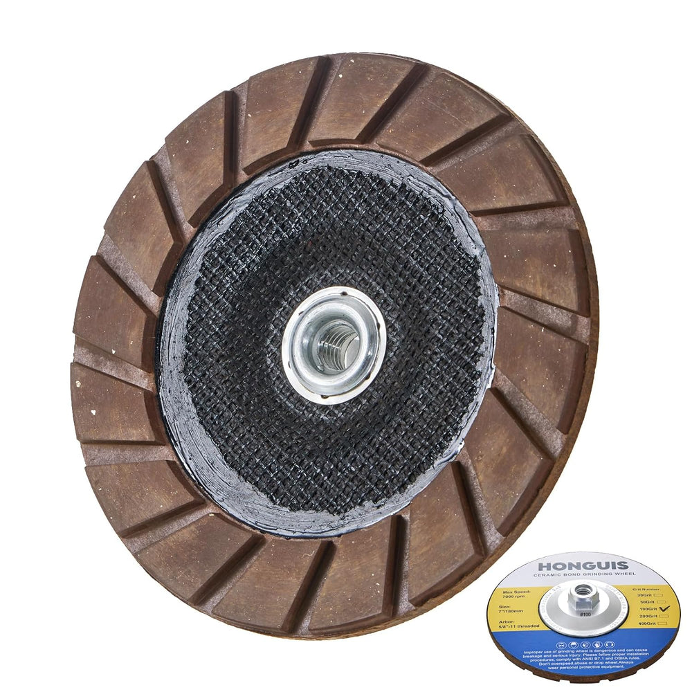 7" Ceramic Bond Diamond Cup Wheel for Concrete, 5/8-11, 100 Grit