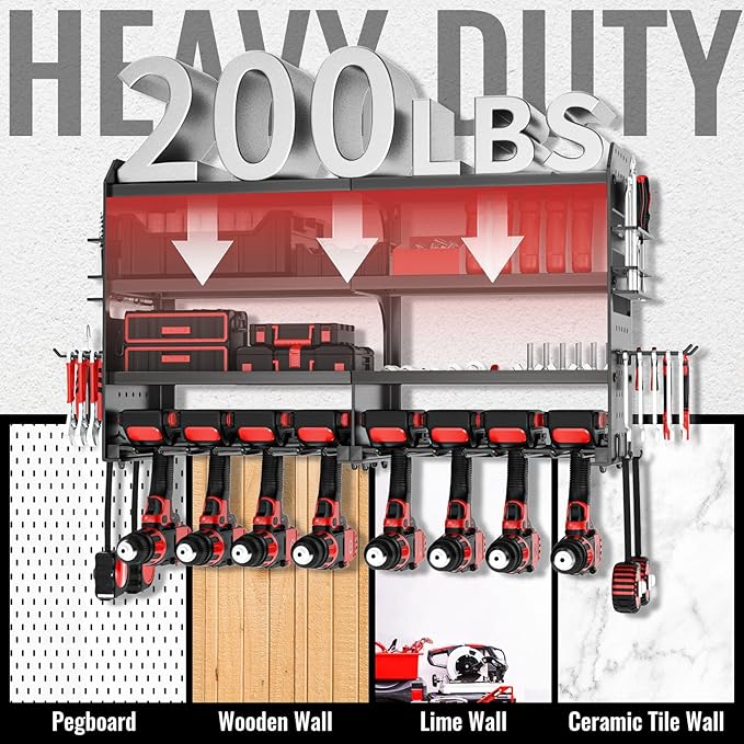 Power Tool Organizer Wall Mount, Metal 4 Layer Heavy Duty Metal Power Tool