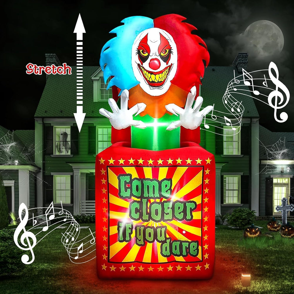 6.6 FT Halloween Inflatables Animated Clown with Music, Kalolary Circus Clown...