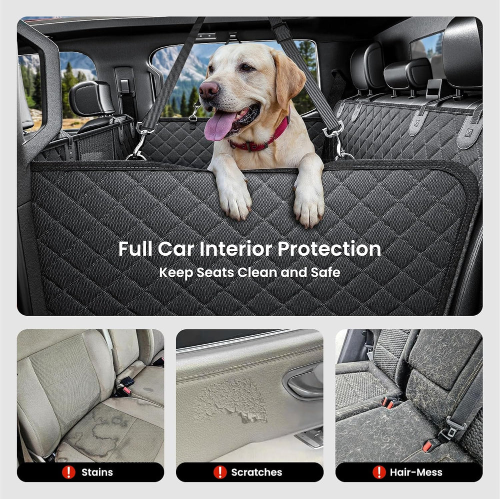 REEVAA Dog Truck Seat Cover for Back Seat, Hard Bottom, XL, Black