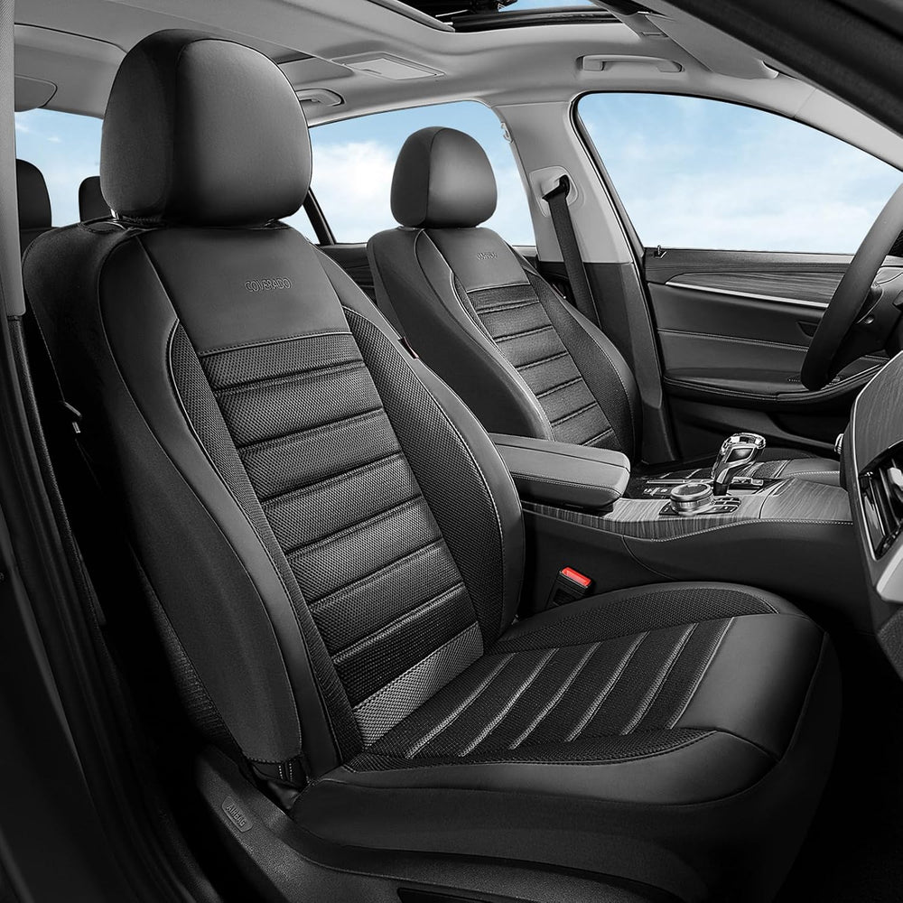 Coverado Car Seat Covers Front Seats Luxury Leather Automotive Mesh 2 Pack Ai...