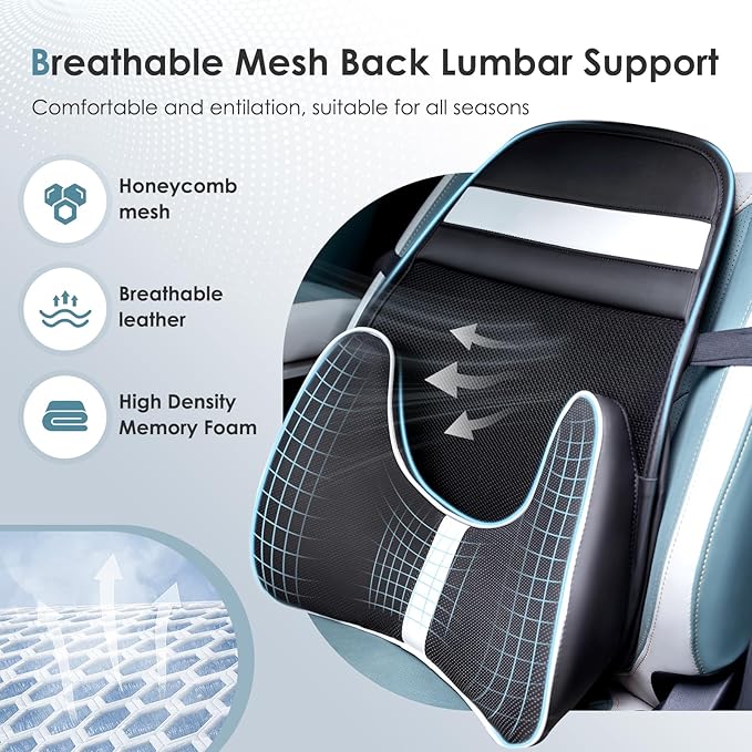 FLORICH Double Layer Breathable Mesh Lumbar Support Ergonomic Leather Lumbar