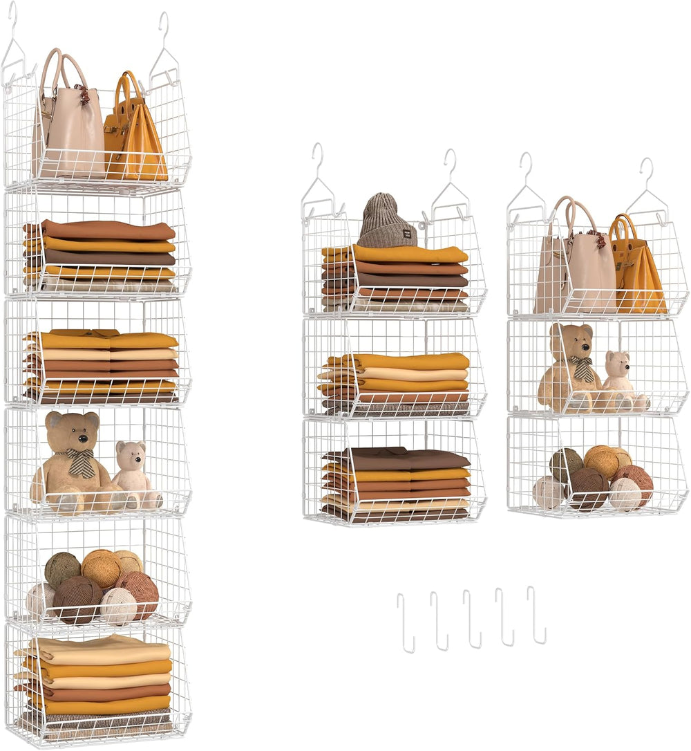 X-cosrack 6 Tier Closet Hanging Organizer, Clothes Hanging Shelves with 4 Han...