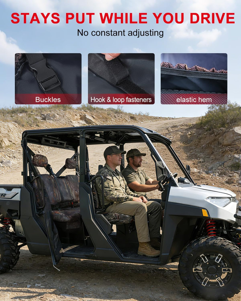 UTV Seat Covers Compatible with Polaris Ranger Crew 1000 Premium 2020–2025 an...
