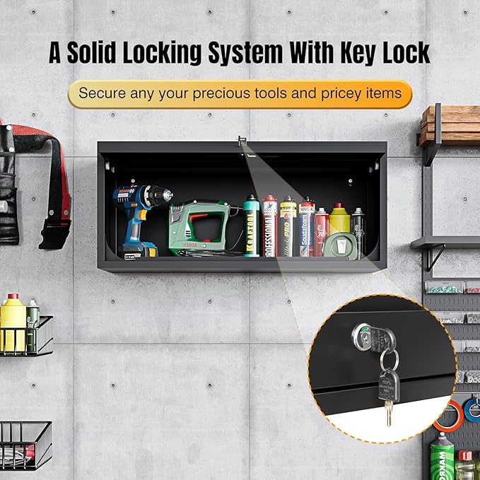 Small Wall-Mounted Locking Cabinet Metal Garage Storage Cabinet Hanging