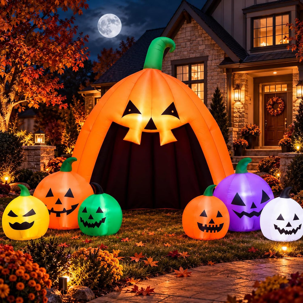 MGparty 14.5FT Halloween Inflatable Walk-in Pumpkin House with LED Lights