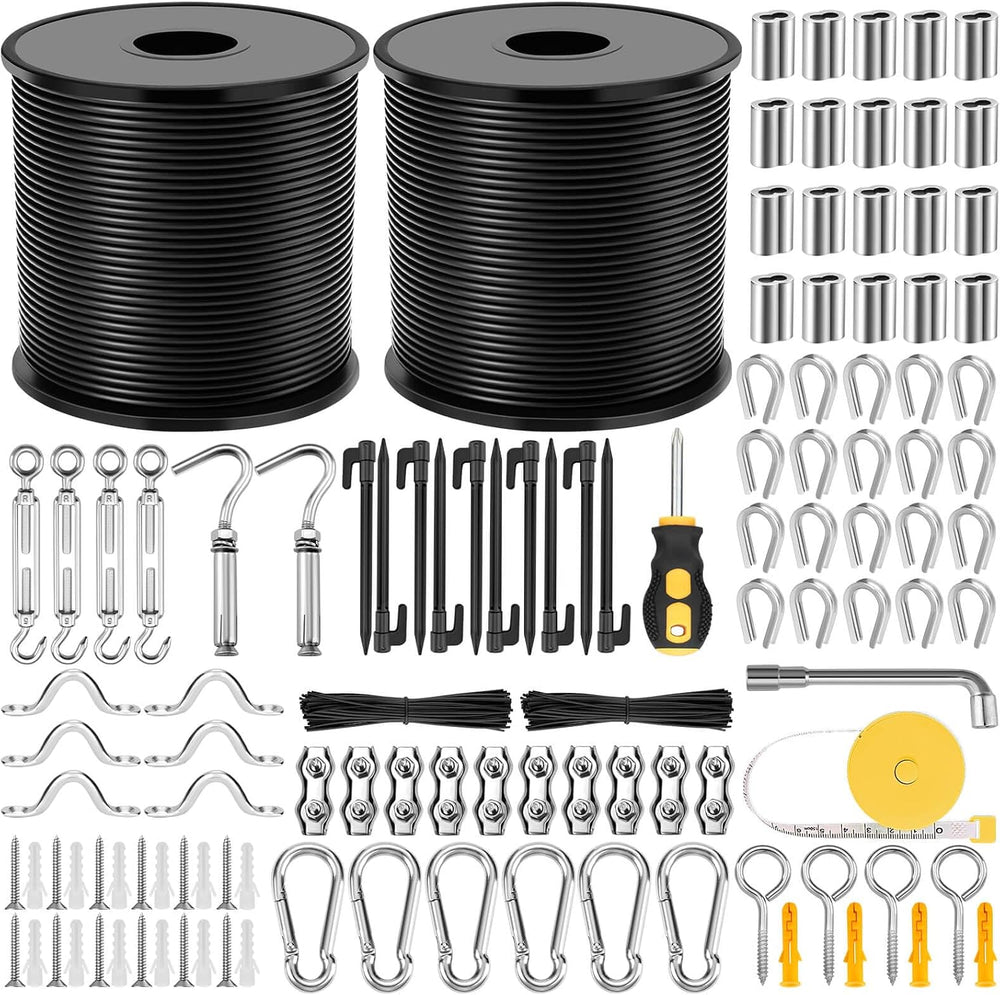 Flasoo 215Pcs String Light Hanging Kit, Outdoor Light Guide Wire Rope with 24...