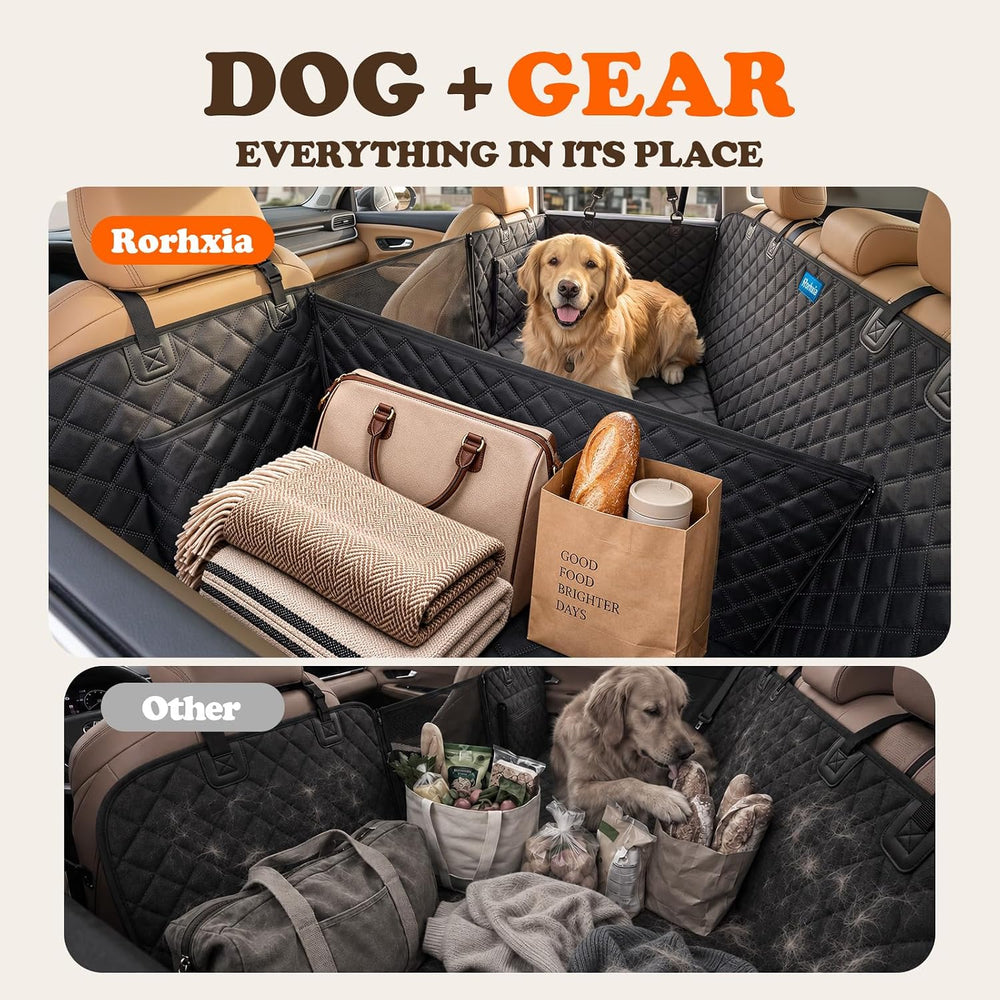 Rorhxia 3-in-1 Dog Car Seat Cover for Back Seat with Road Trip & Daily Mode