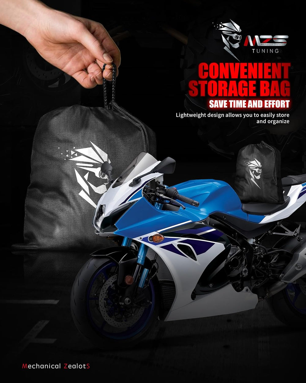 MZS Motorcycle Cover Waterproof Outdoor, Heavy Duty All Season Weather Sun Pr...
