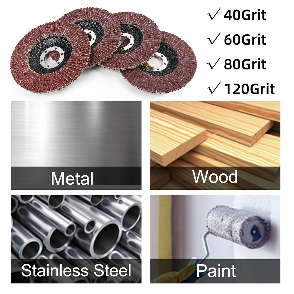 LotFancy Angle Grinder Sanding Disc for Metal Wood, 40pcs, 4 1/2 Flap Disc