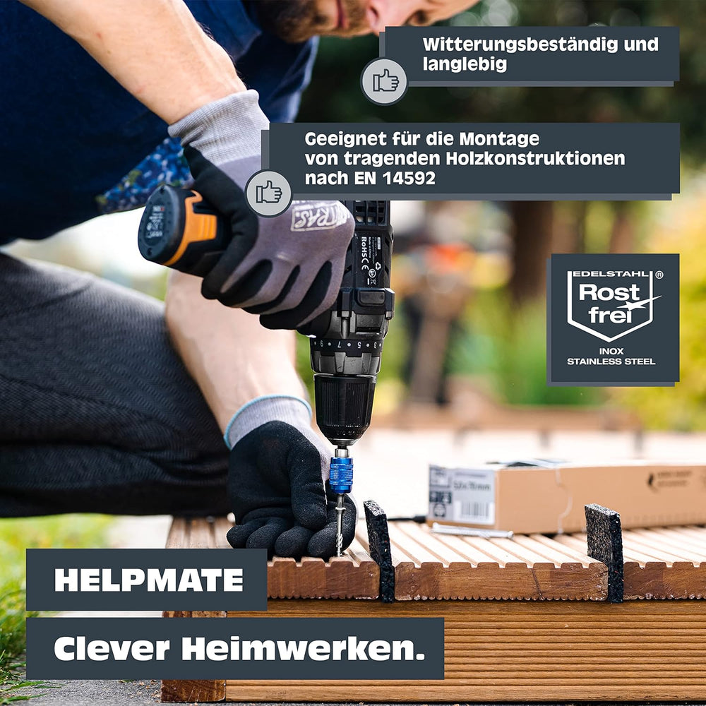 HELPMATE Decking Screws 5 x 60 Stainless Steel A2 Rustproof - Pack of 50 Plan...