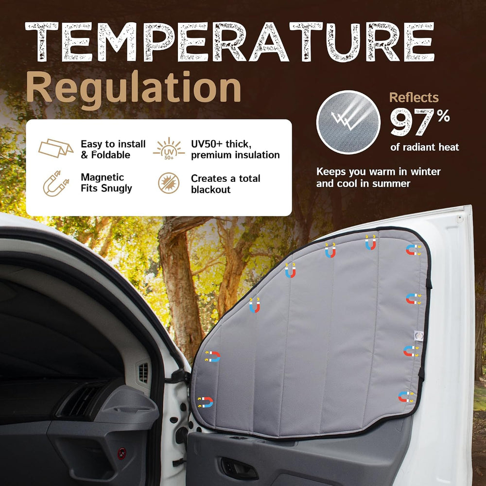Living in a Bubble Insulated Blackout Front Window Covers (Pair) for Ford Tra...