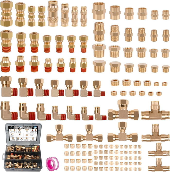 150Pcs Brass DOT Air Brake Line & Compression Fittings Kit