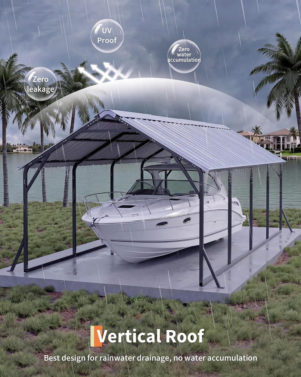 GarveeLife 11x20 FT Metal Carport with Vertical Roof