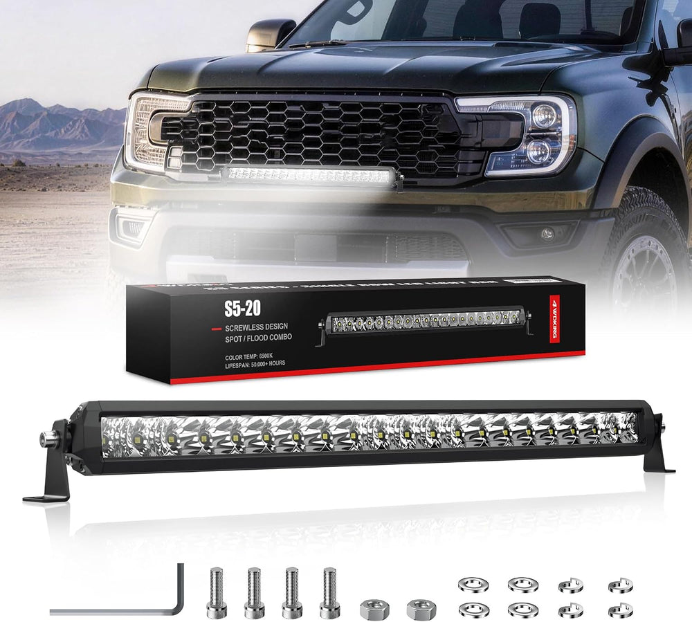 4WDKING Slim LED Light Bar 22 Inch Spot Flood Beam for Cars Trucks ATV UTV